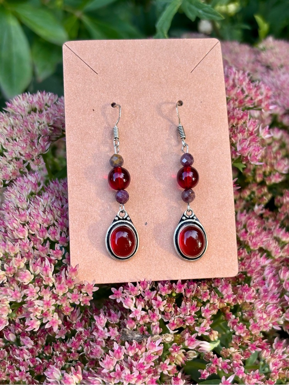 Carnelian gemstone earrings.